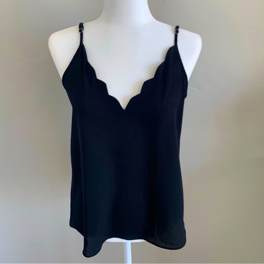 Space 46 Boutique Black Flowy Tank with Adjustable Straps